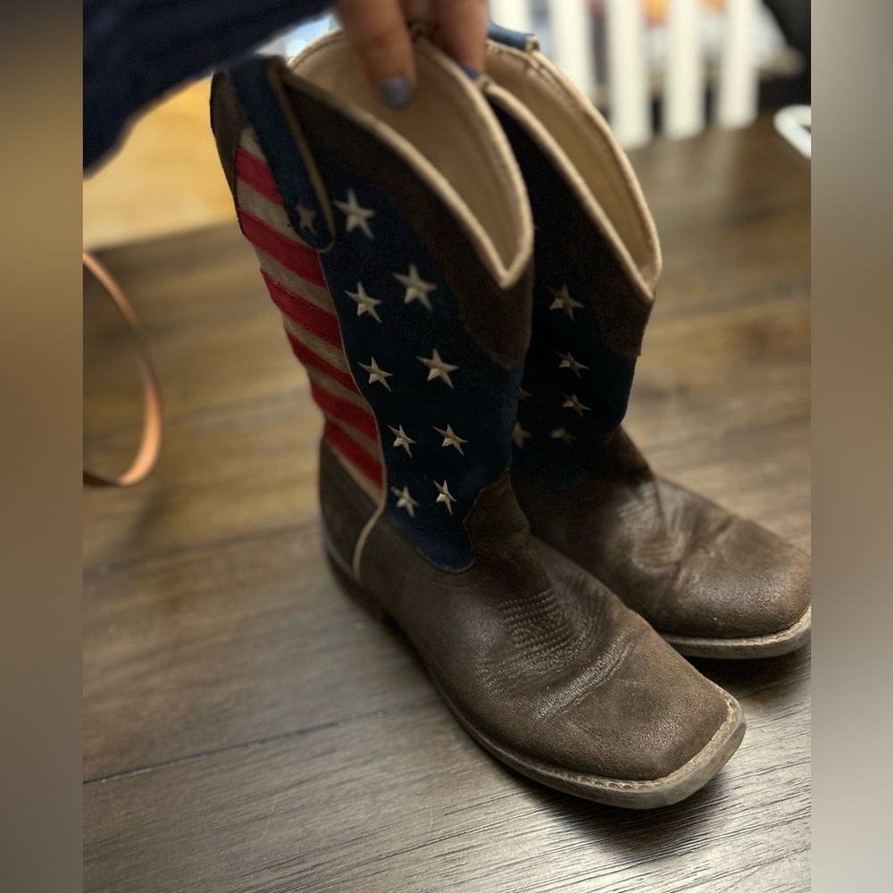 Roper Tan Leather Cowboy Big Kids Boots